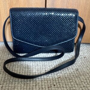 Whiting & Davis Shimmering Navy Crossbody Bag